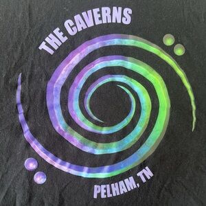 MERSIV (dj) Graphic Tee 

The Caverns Black T-Shirt with Iridescent Spiral